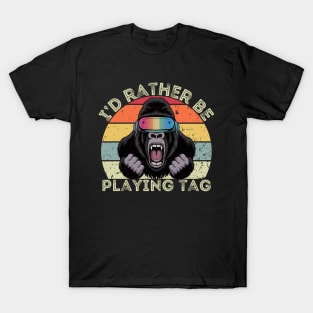 Id Rather Be Playing Tag Gorilla Monke Tag Gorilla VR Gamer T-Shirt